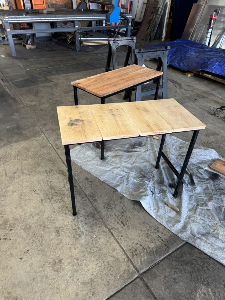 Projects table custom legs oak top